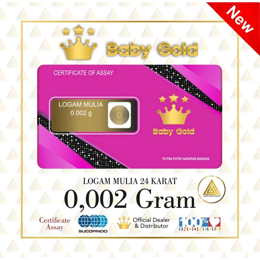 Mostalkidsmall Logam Mulia 0.1 0.001 Gram Babygold Emas Mini Kecil Emas Batangan 24 Karat Antam Minigram Emas Kecil