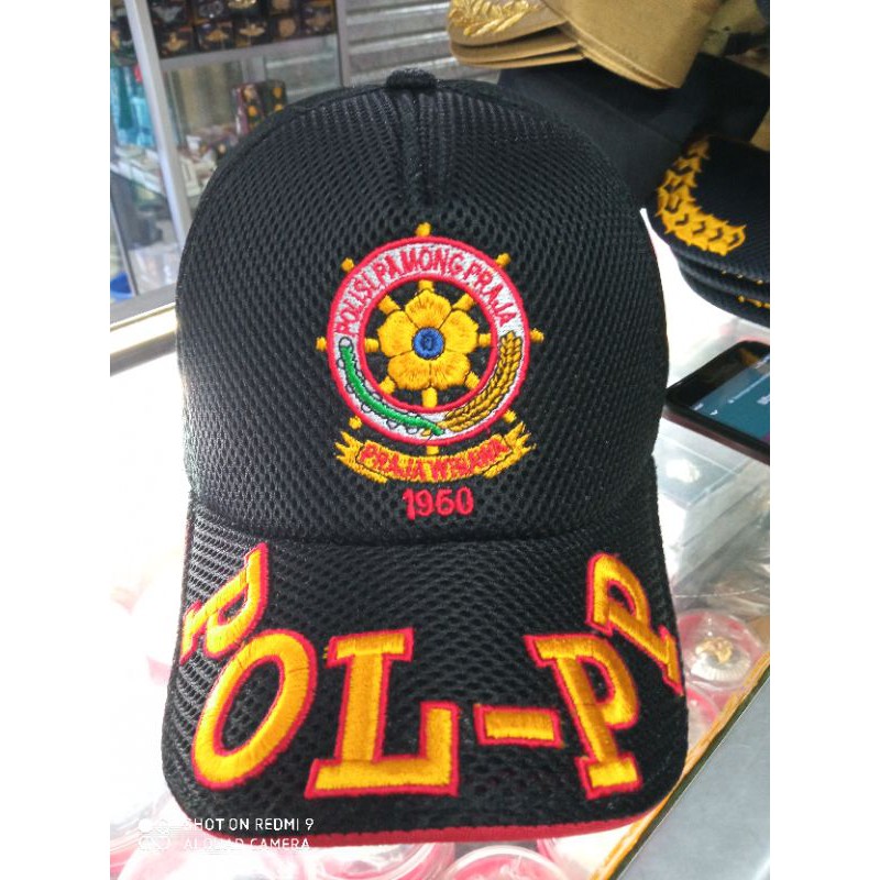 Topi jaring satpol pp hitam, free nama bordir