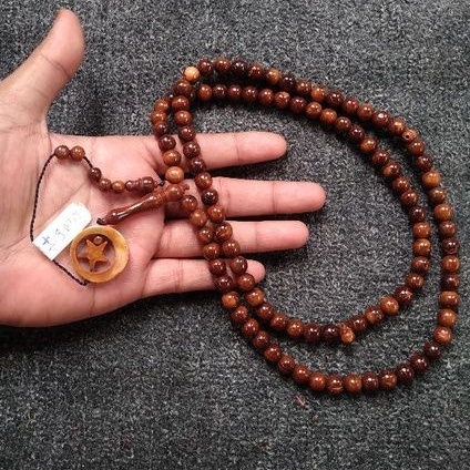 tasbih kokka bulat coklat bulan bintang ± 9 mm ( 9mm ) 99 butir (kauka kaukah pukah pukaha kuka koka )