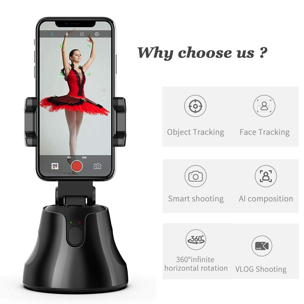 APAI GENIE Dudukan Smartphone Smart Object Tracking Stand Holder 360 Degree Rotate - AG276 - Black