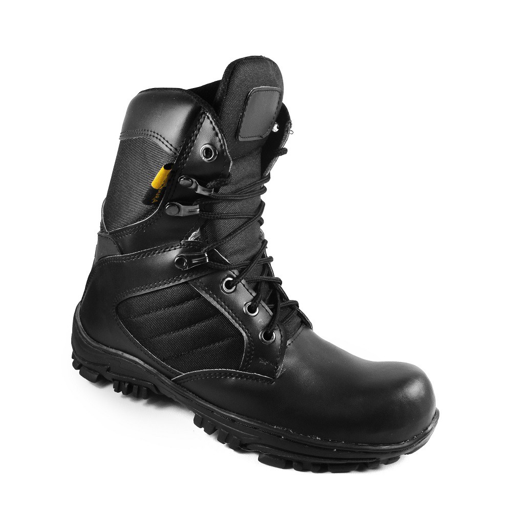 Sepatu Safety Ujung Besi Boots Pria DLT Cheap Sleting Hitam Tinggi 8 inci Tactical PDL PDH POLRI