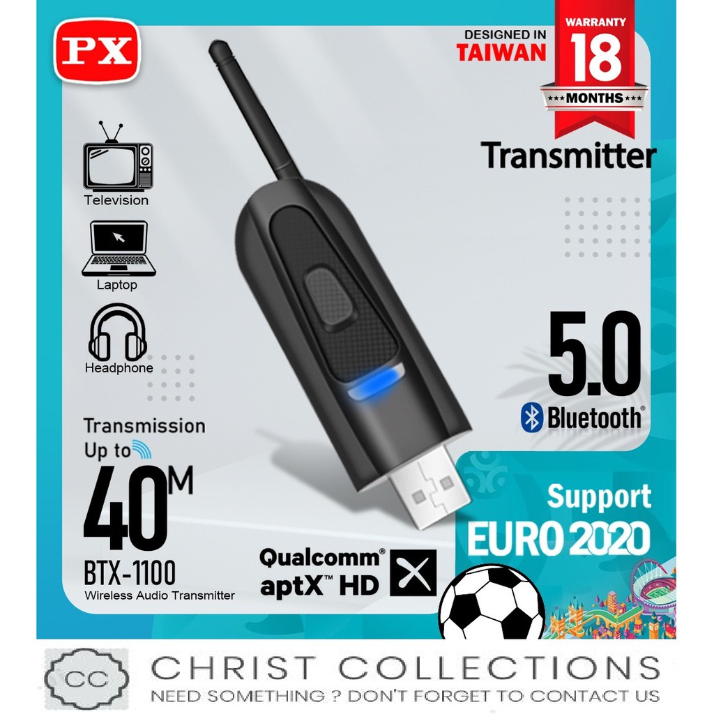 PX USB BLUETOOTH TRANSMITTER AUDIO TANPA DRIVER 5.0 HD STEREO BTX-1100