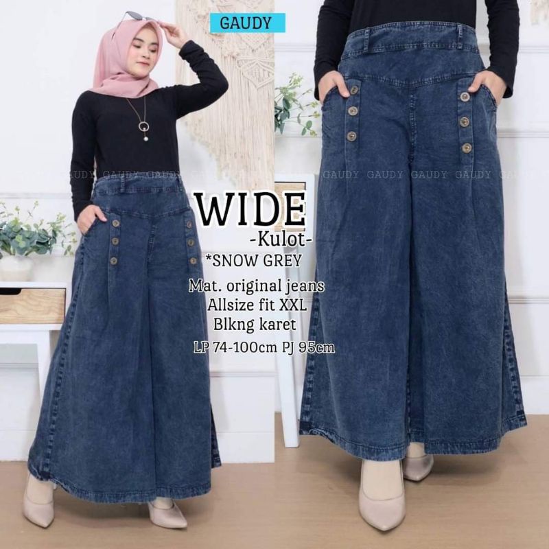 (BISA COD) OOTD CELANA PANJANG KULOT JIN PEREMPUAN REMAJA WANITA JEANS PALAZO JUMBO &amp; KULOT &amp; RAWIS BAHAN JEANS WASH - ALLSIZE JUMBO - KULOT ANDIN JIN