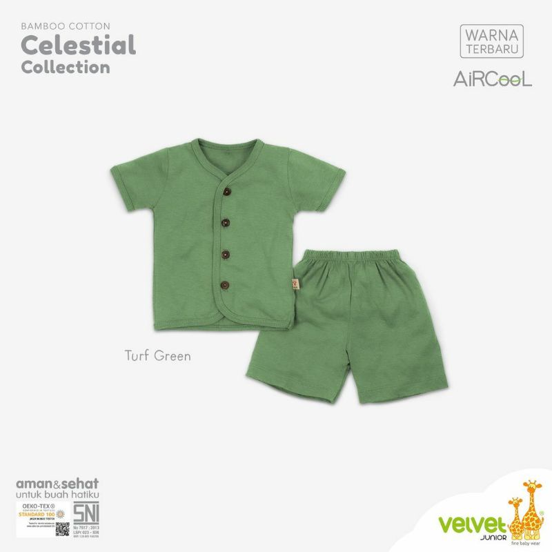 VELVET Junior Celestials Setelan Lengan Pendek Kancing Depan Baju Bayi