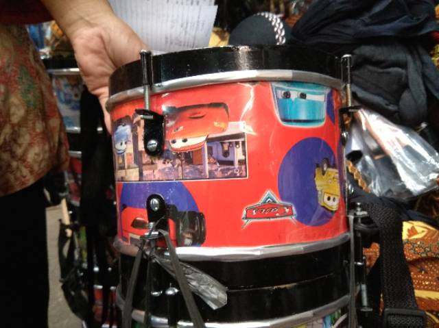 (BISA COD) MAINAN EDUKATIF DRUM BAND ANAK + STICK DRUMB 21x15 cm MOTIF KARAKTER KARTUN LUCU