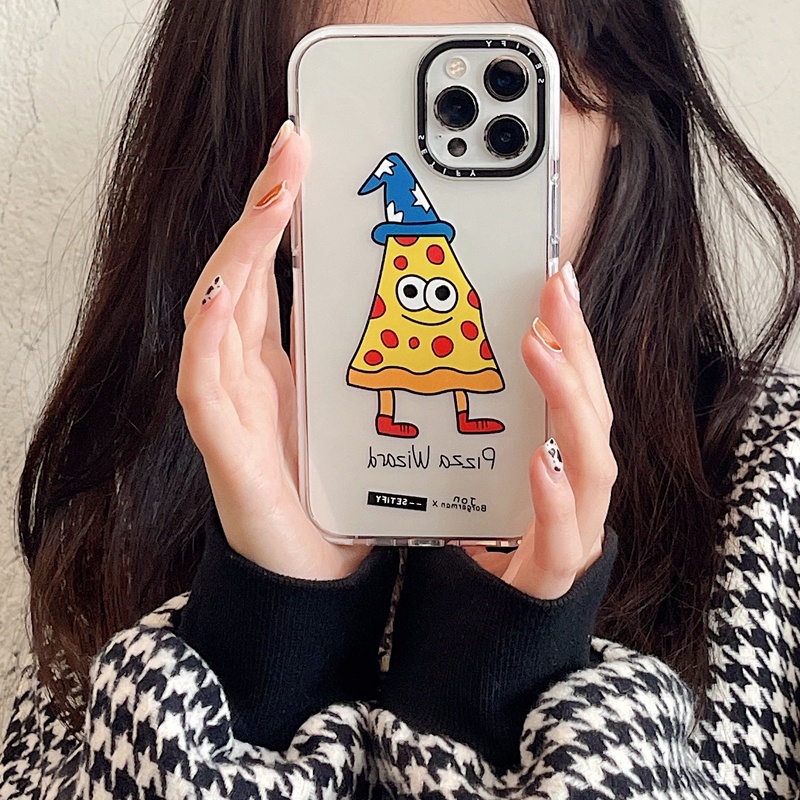 Casing Soft Case Motif Pizza Kartun Untuk iPhone 11 / 12 / 13 Promax / 7 / 8 + / X / XR / Xs Max