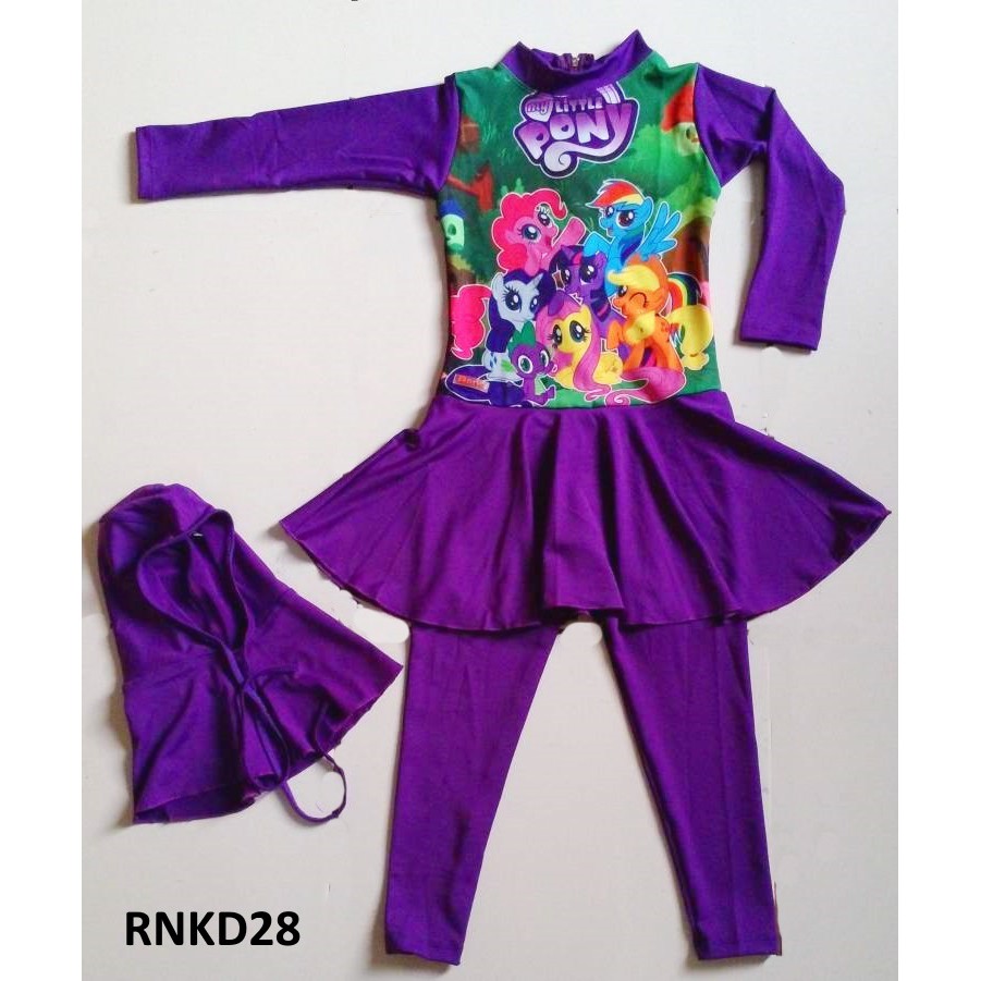 RNKD28 - Baju Renang Anak Muslim Little Pony (UKURAN XXL, XXXL, XXXXL)