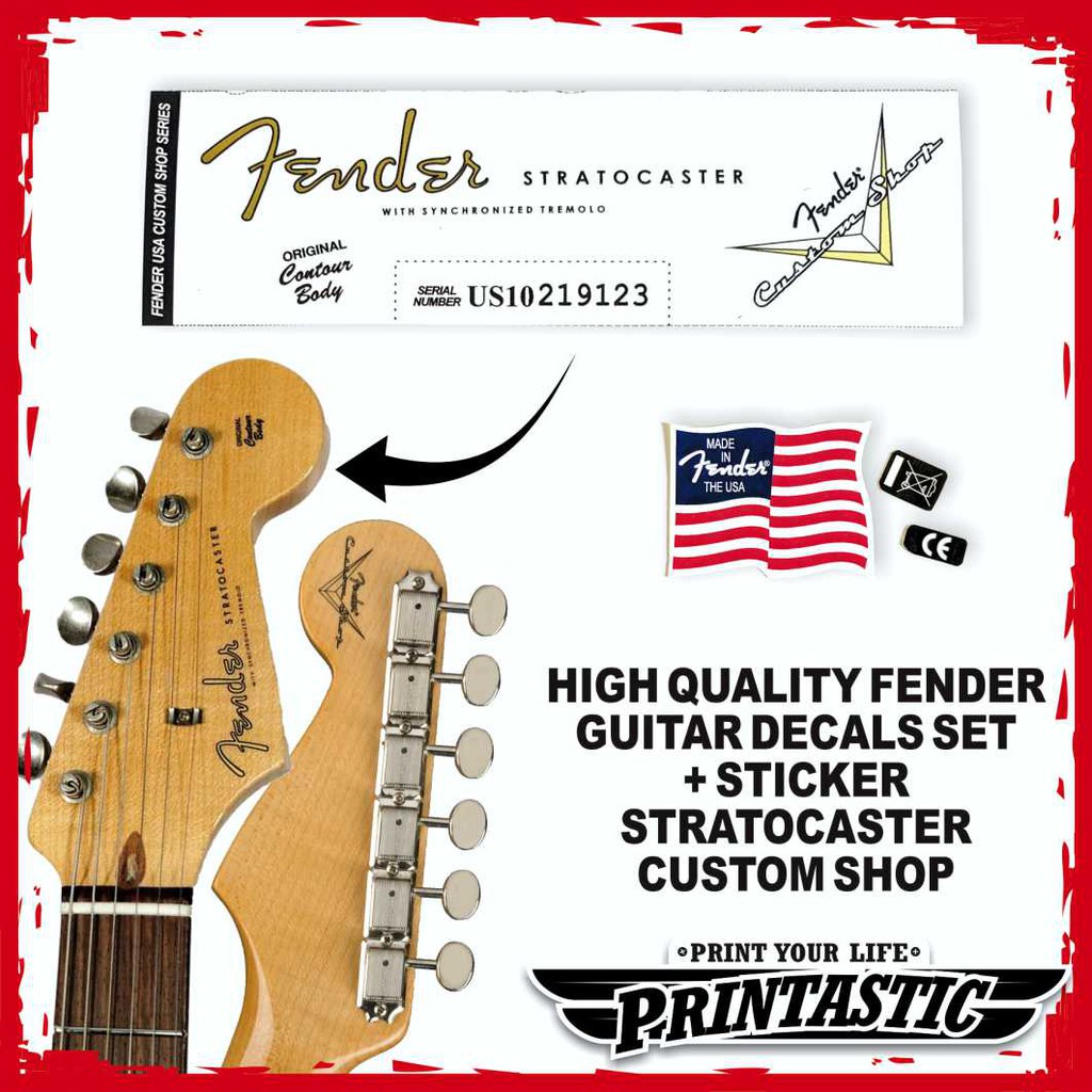 Fender Custom Shop Series Decal Head Stock Water Slide Gitar dan Bass Fender