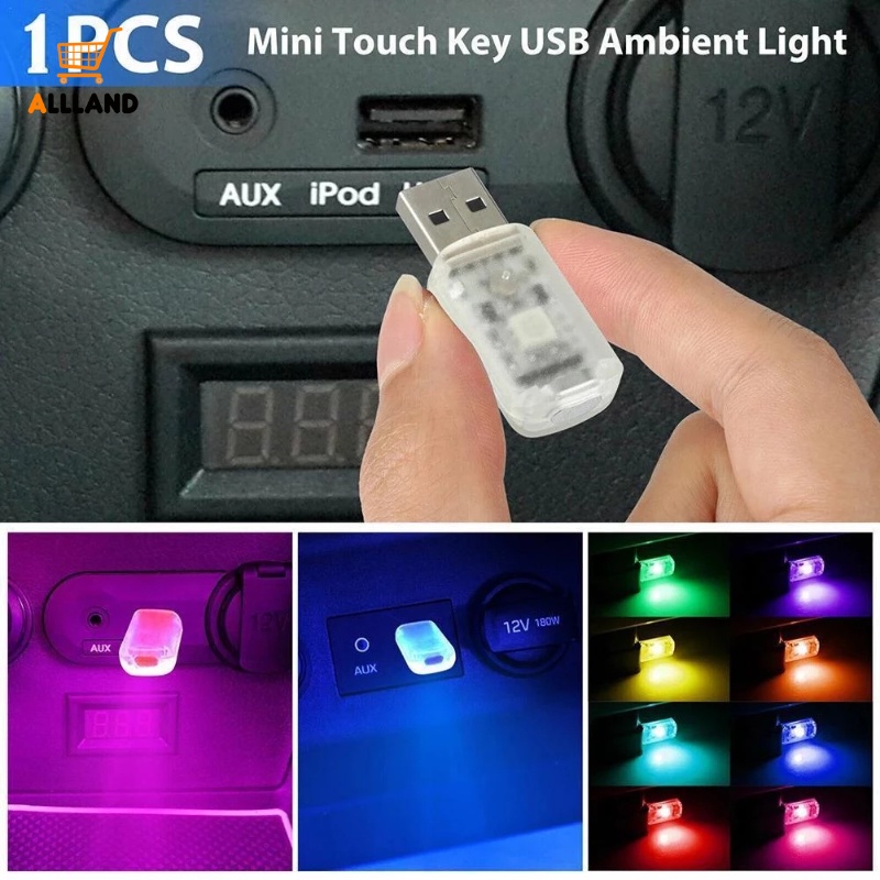 Lampu Malam LED USB Mini Portable Warna-Warni Dengan Sensor Sentuh Untuk Dekorasi Interior Mobil