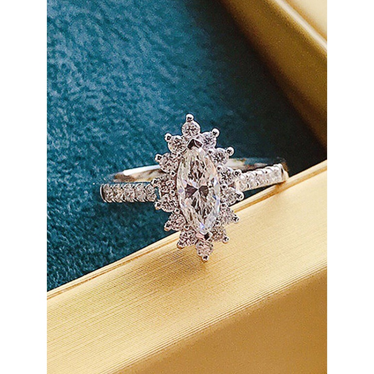 Cincin Lapis Silver Hias Cubic Zirconia Untuk Wanita