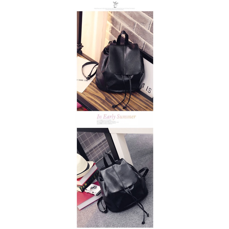 Tas Ransel Wanita Multifungsi Korean Style Fashion Kasual Tali Serut Backpack Women Kulit Sintetis Azgalery T260