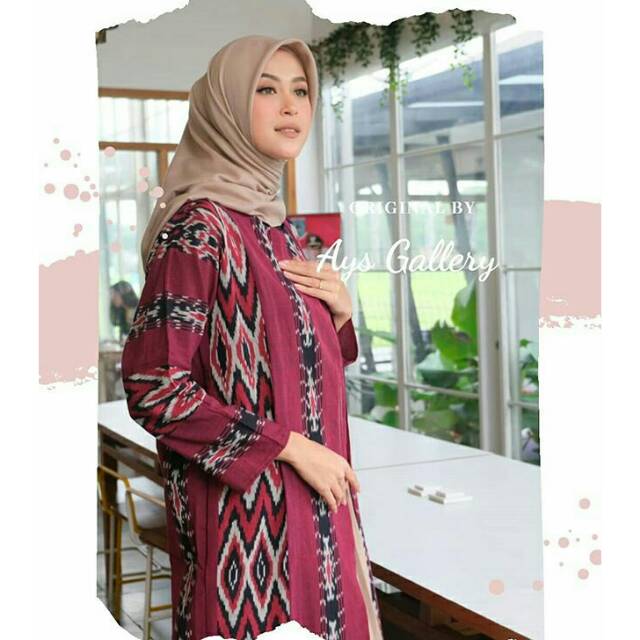 Jual LONG OUTER TENUN IKAT TRADISIONAL ASLI MURAH (SERI RUMBAI ETNIK ...