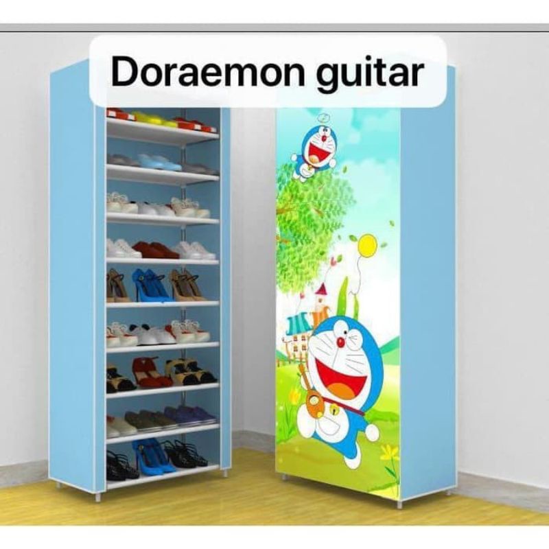 RAK SEPATU SUSUN 9 RUANG MOTIF DORAEMON &amp; HELLOKITTY / RAK SEPATU PORTABLE