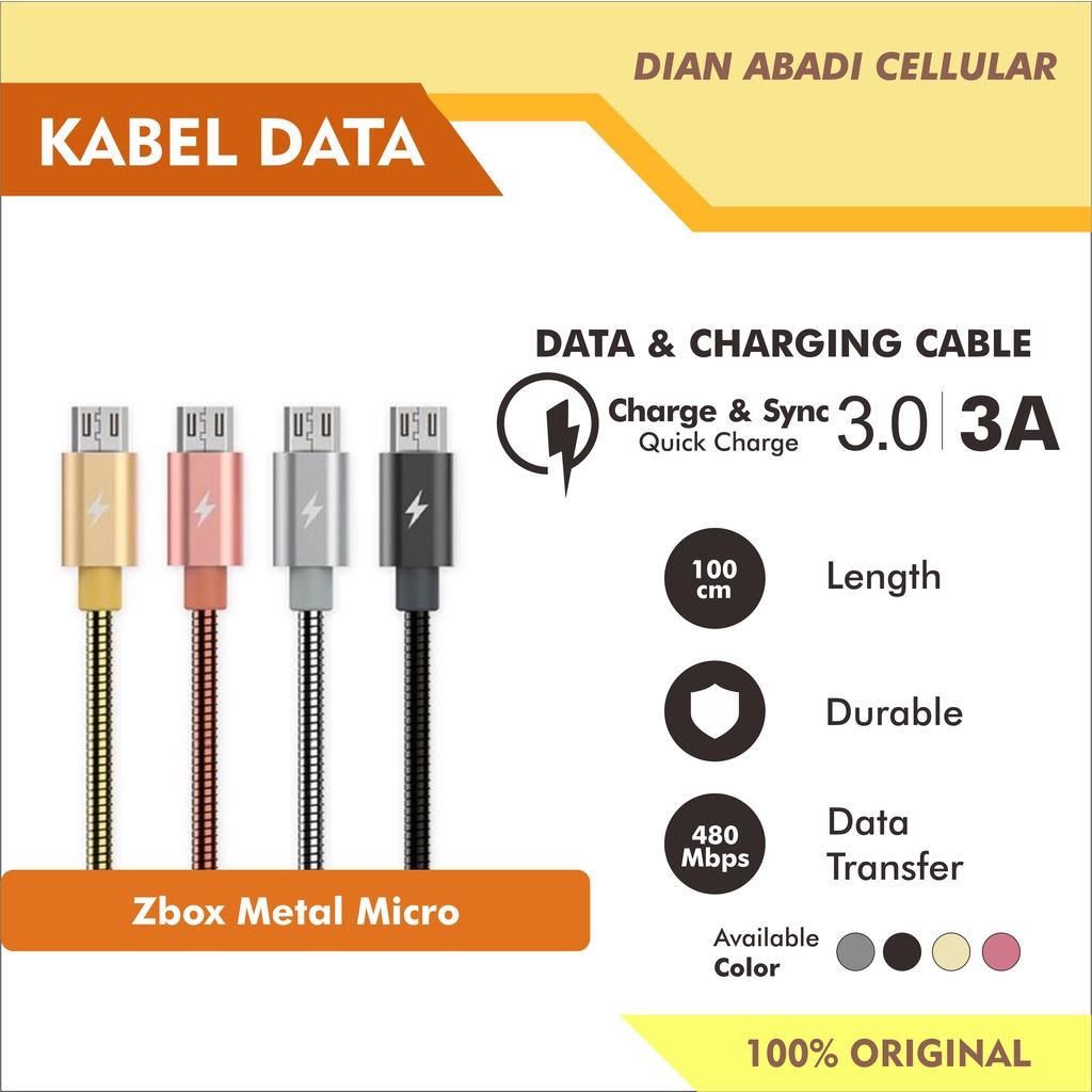 Kabel Data Charger Micro Zbox Metal