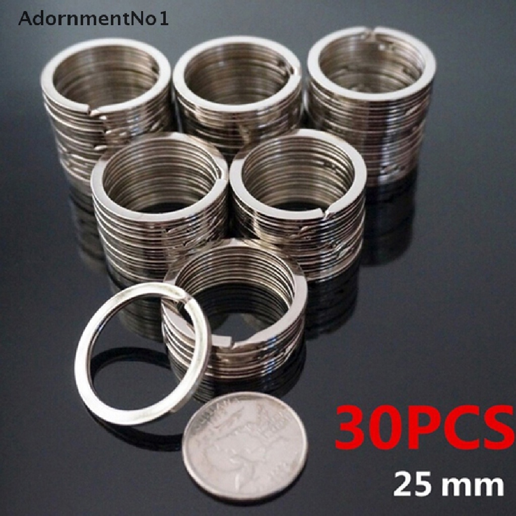 (AdornmentNo1) 30pcs / Set Gantungan Kunci Split Ring Lapis Silver Untuk Aksesoris DIY