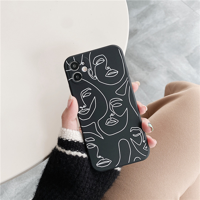 Casing Softcase Mi 11 11Lite 10T 10 Xiaomi POCO M3 Pro 5G POCO F3 POCO M3 Xiaomi POCO X3 NFC Xiaomi  POCO X3 Pro Redmi 9T 9A 10 Redmi 9 9c Nfc Note 10 10pro Max 10s 8 9s 9 9pro 7 Redmi 8 8apro 8a Note10pro Plus Motif Ilustrasi Wajah Hitam Matte-Y1