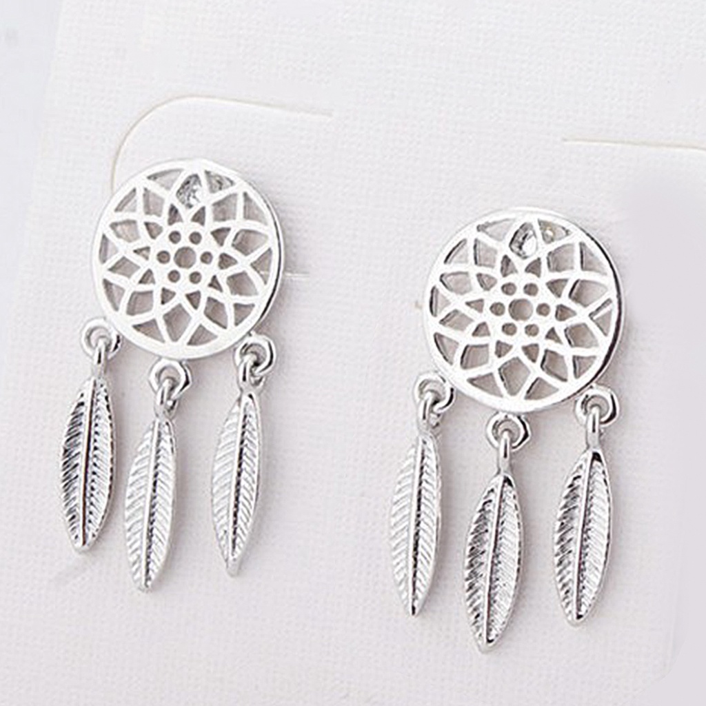 Hu Hu Hu Hu Hu Alat Bantu Pasang Kacamata♡ Anting Tusuk Gantung Desain Dream Catcher Hollow Gaya Bohemian Untuk Wanita