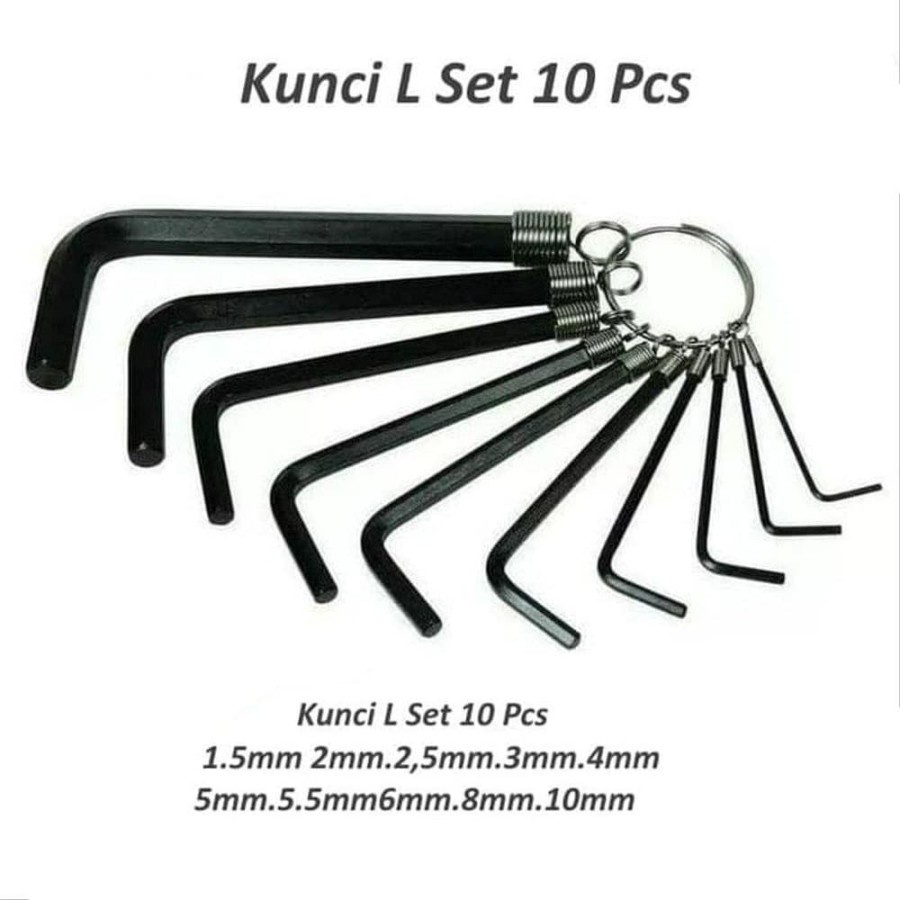 [BISA COD] Kunci L Set Hex Key Ring 10in1 Tools Wrench Kunci L Set Hex Key Ring 10 in 1 Tools 10 Pcs