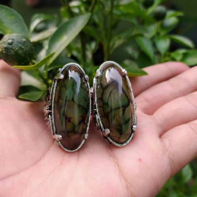 Cincin batu akik pandan sisik naga