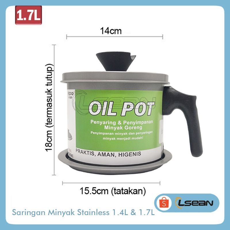 OIL POT Wadah Saringan Minyak Stainless Steel / Gelas Saringan Minyak