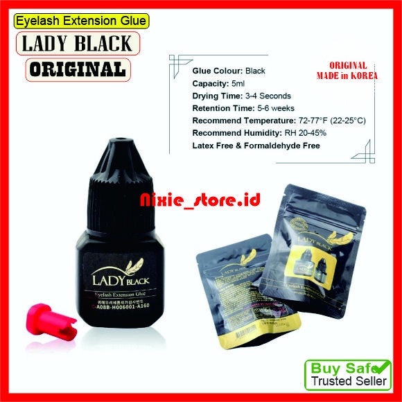 Lem Bulu Mata Tanam Eyelash Extension Glue LADY BLACK 5 ml SEALED Original HOLOGRAM Made in Korea