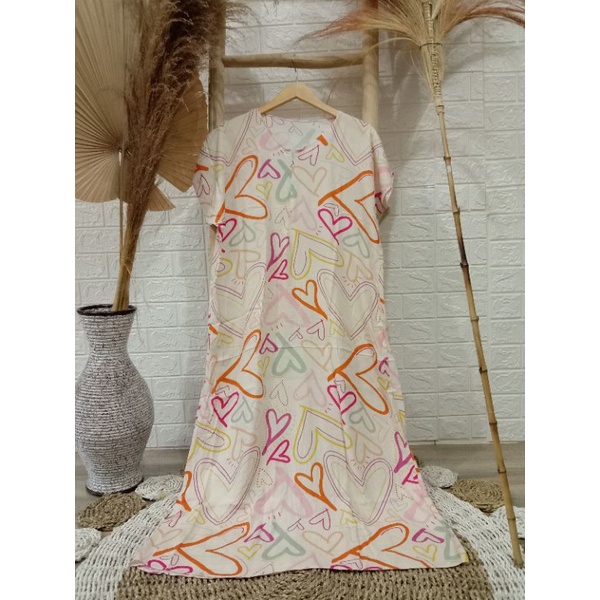 daster Long /daster resleting depan /daster katun rayon/daster long Ld 120cm pb 120 cm-Long Love Cream