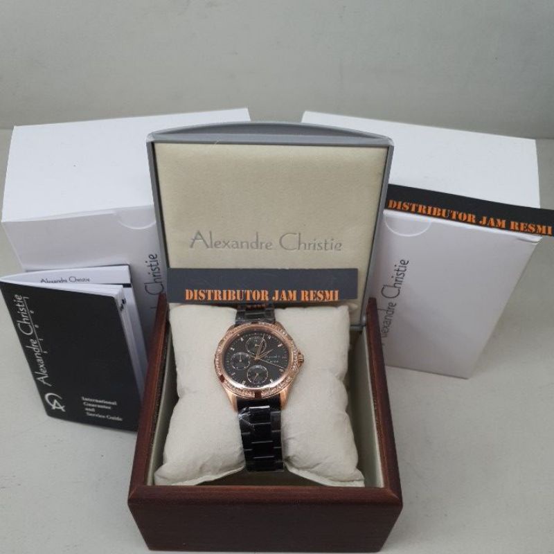 Jam Tangan Wanita Alexandre Christie AC2902BF AC 2902 BF AC2902 BF AC 2902BF Black Rose Gold