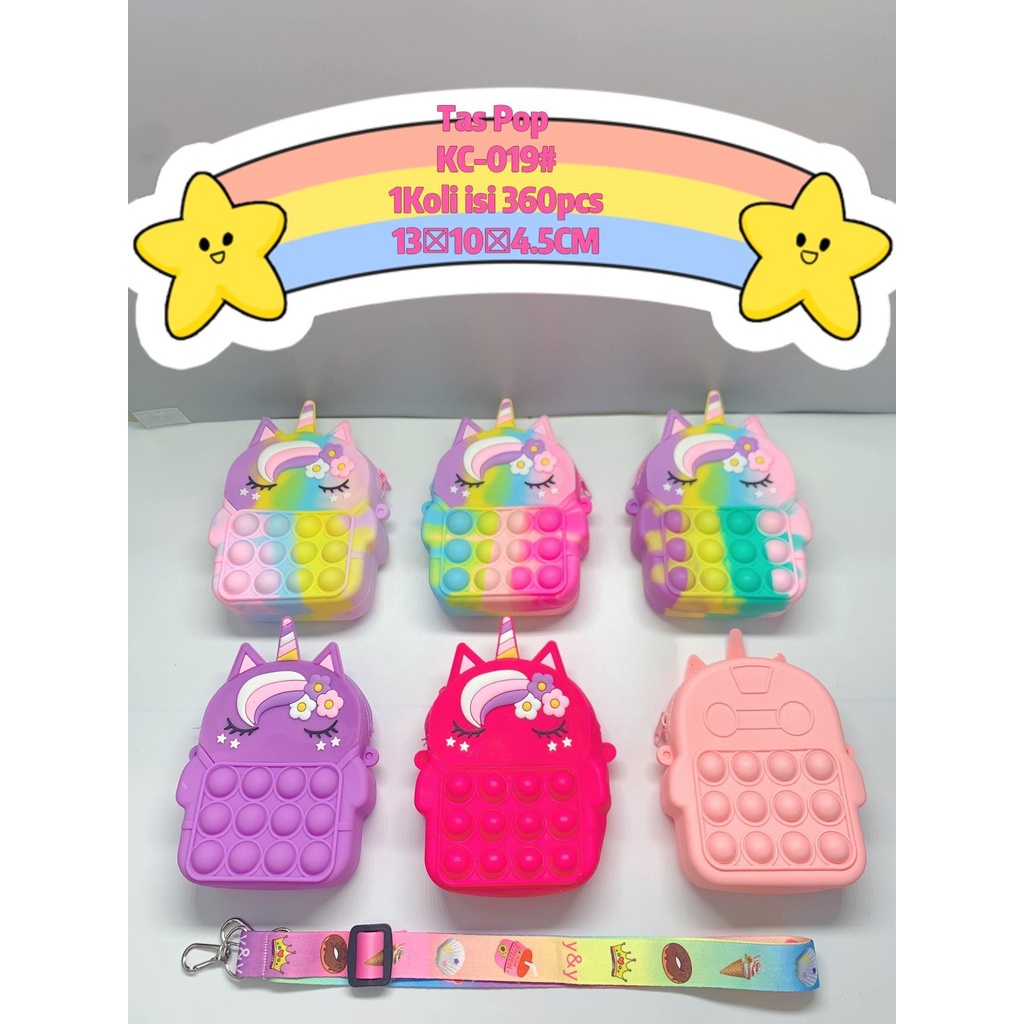 Tas Pop It Girl Unicorn Wallet Cross Bag / Tas Anak Pop It Mini Sling Bag