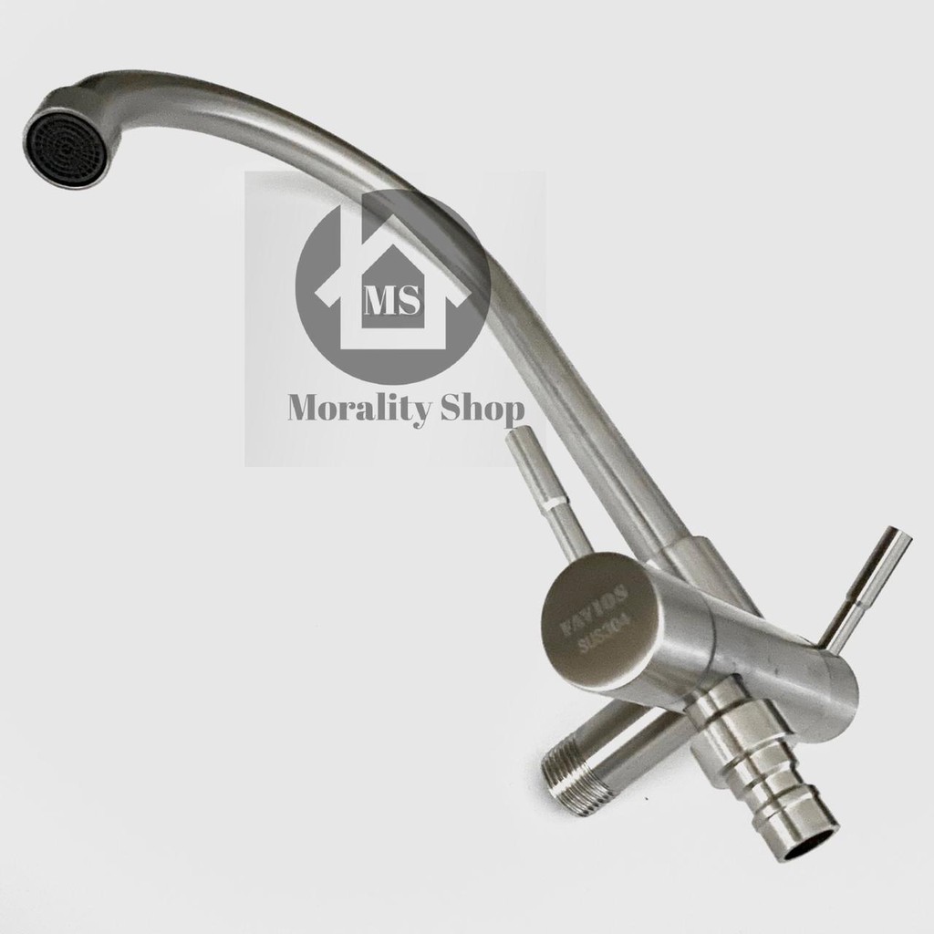 Kran Sink Angsa cabang stainless 30417 - Keran air dapur sink stenlis double mesin cuci