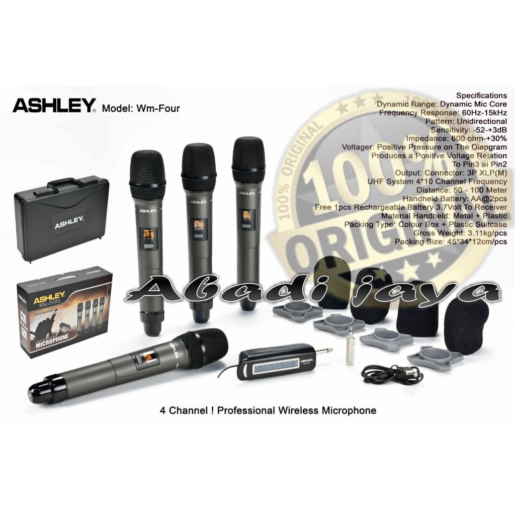 Microphone Wireless Ashley WM Four Original 4 Microphone ASHLEY WMFOUR