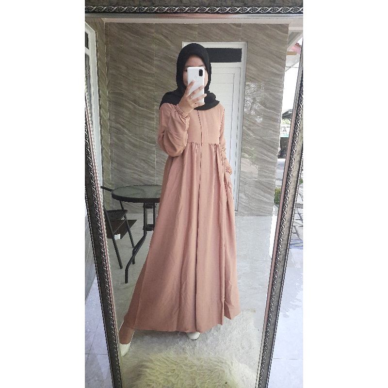[Promo Flash sale] Gamis Babydol basic polos Ity crepe mewah Seri 1 size S-M-L-XL-XXXL By Delanijab-Basic Mocca