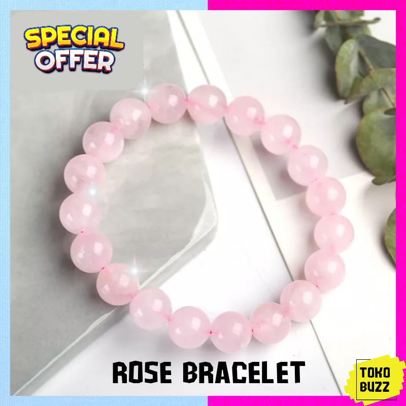 Gelang Natural Rose Quartz Chakra Reiki Energy Healing