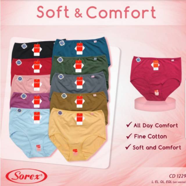 6 pc Celana dalam wanita full karet kecil merk Sorex kode 1229 uk. EQL