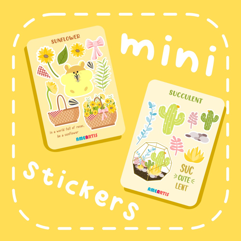 

Ameartis Mini Sticker Sheet, succulent, sunflower