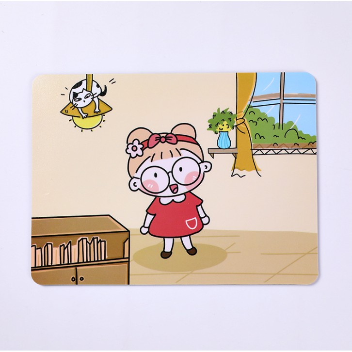 J2 - Mousepad kartun student Alas Mouse / Tatakan Mouse lentur-silly girl