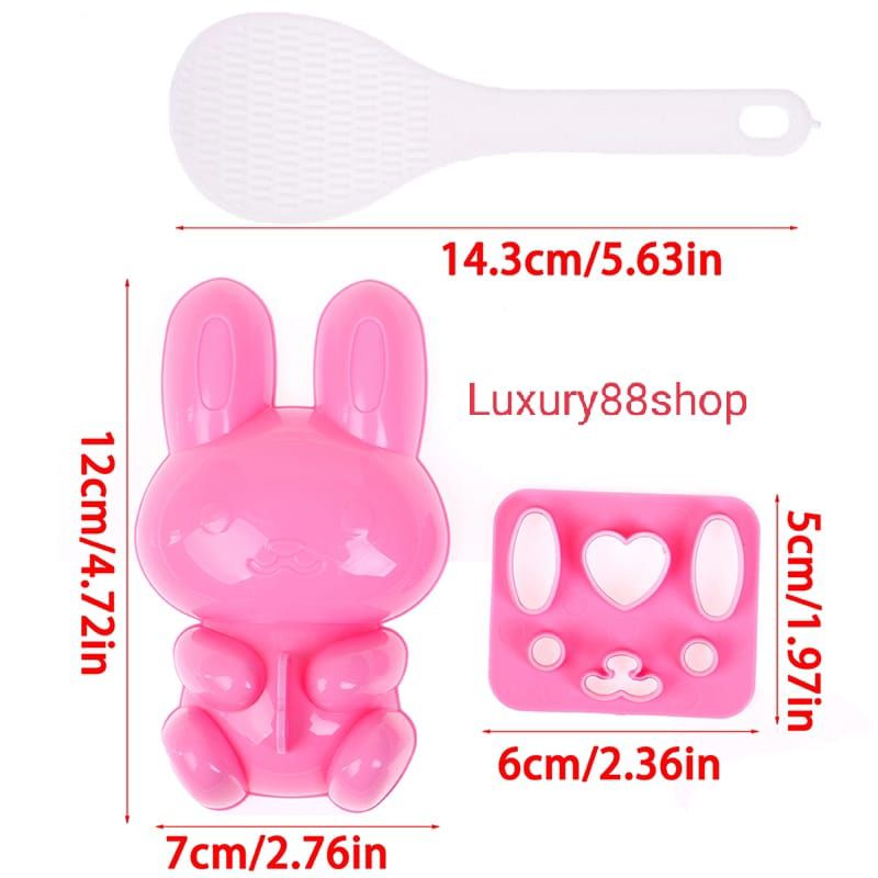 Cetakan Nasi Bento Bunny Set 3 in 1 Kecil Lucu