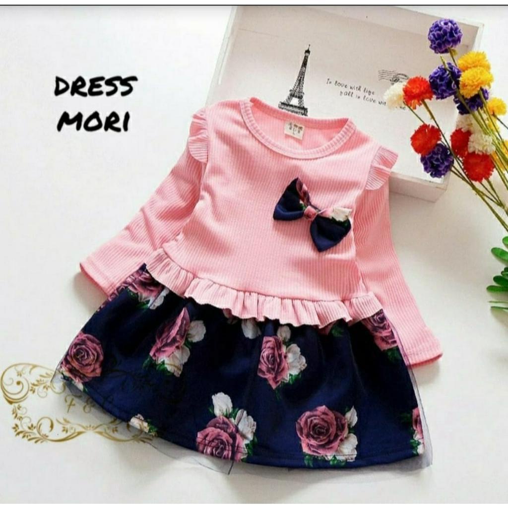 PCS DRESS MORI KID BAHAN BABYTERRY FE PAKAIAN ANAK PEREMPUAN