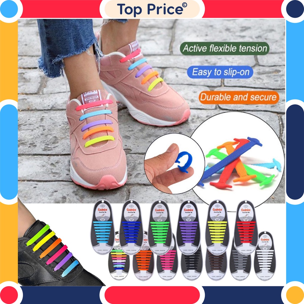 TOPPRICE Premium elastic lazy shoelace silicone Tali Sepatu Silikon elastis KB17