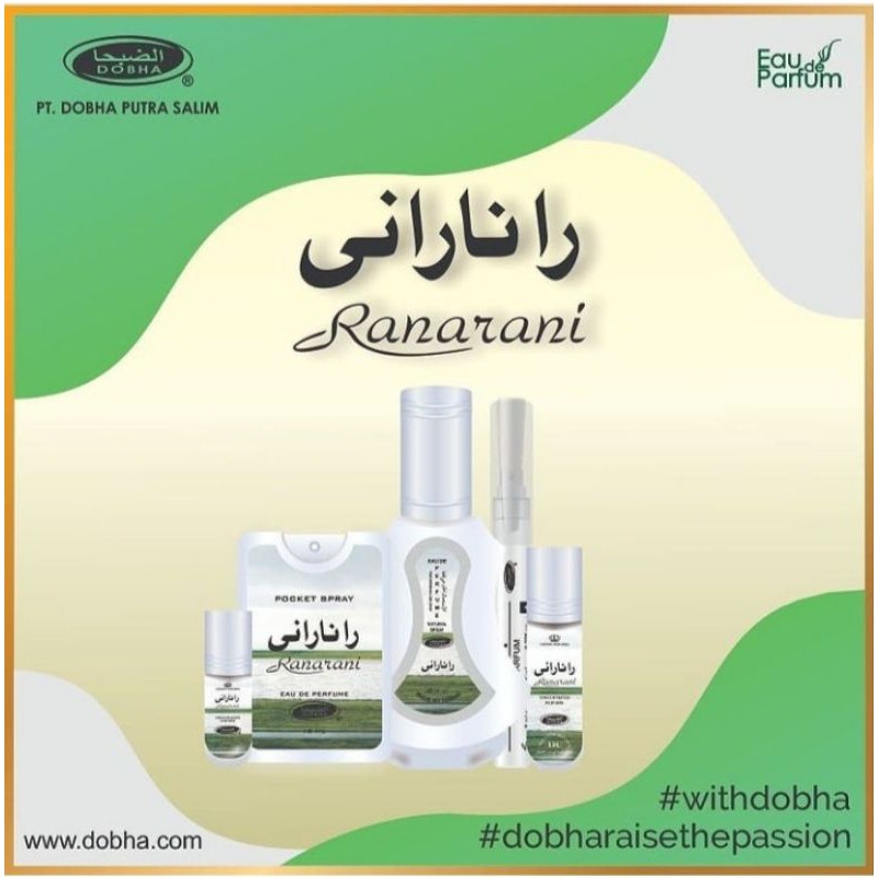 paket parfum dobha spray 35 ml dan roll on 6ml give away aroma Rana Rani