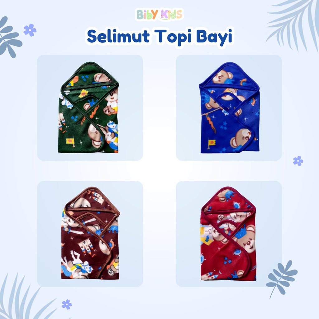 Selimut Bulu Bayi Topi Lembut Newborn Tebal Premium Murah Double Fleece Karakter Lucu Perlengkapan Tidur Bayi