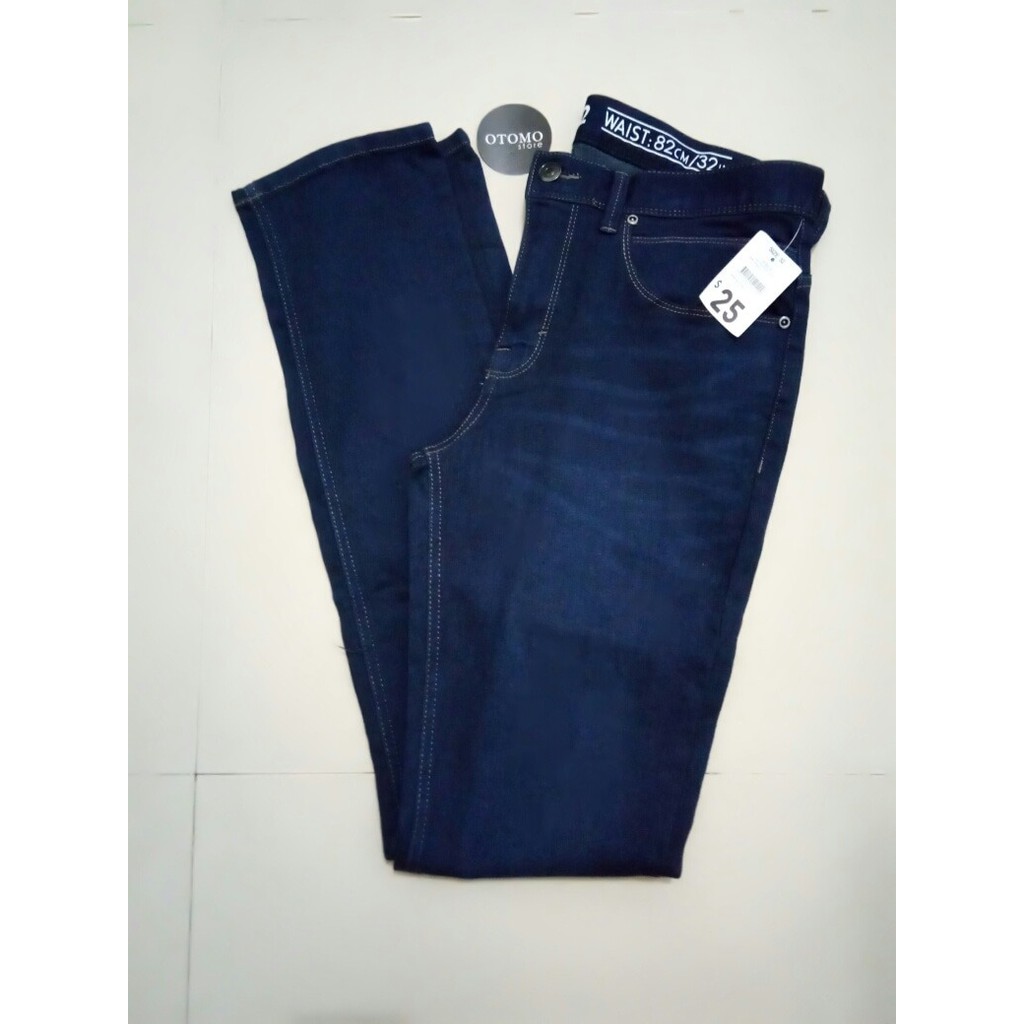 SPECIAL Jeans GU by Uniqlo Slim Stretch Dark Blue Faded Denim Original TERLARIS