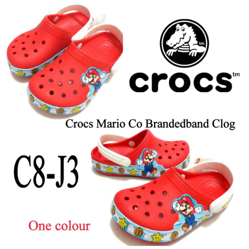 CROCS SANDAL ANAK MARIO BRANDEDBAND CLOG WARNA MERAH SIZE C8-J3