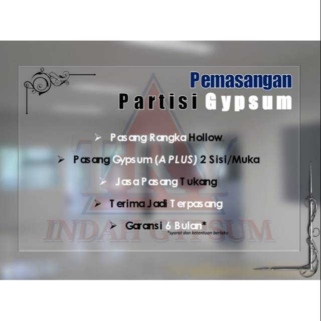 JASA PASANG Partisi Gypsum (Aplus) - Bisa Request Desain Model Partisi