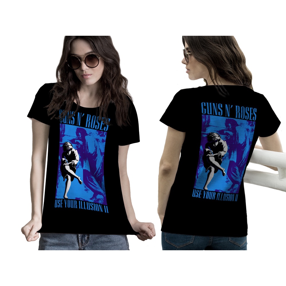TiniShop - TShirt GUNS N ROSES USE YOUR ILLUSION 2 Wanita FullPrint / Kaos GNR Wanita
