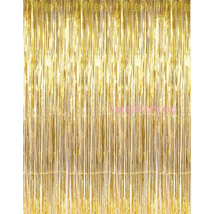 Foil Curtain Tirai Dekorasi Berkilau Import Ballon Pesta Party DIY Rumbai Backdrop Ulang Tahun Ultah Pernikahan Grad Birthday Wedding Rose Gold Blue Tosca Silver Gold Pink Hiasan Dinding Dekor Decoration Prakarya Kerajinan Grosir Prakarya Malang