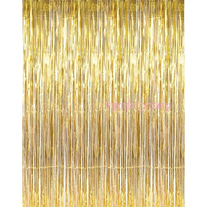 Foil Curtain Tirai Dekorasi Berkilau Import Ballon Pesta Party DIY Rumbai Backdrop Ulang Tahun Ultah Pernikahan Grad Birthday Wedding Rose Gold Blue Tosca Silver Gold Pink Hiasan Dinding Dekor Decoration Prakarya Kerajinan Grosir Prakarya Malang