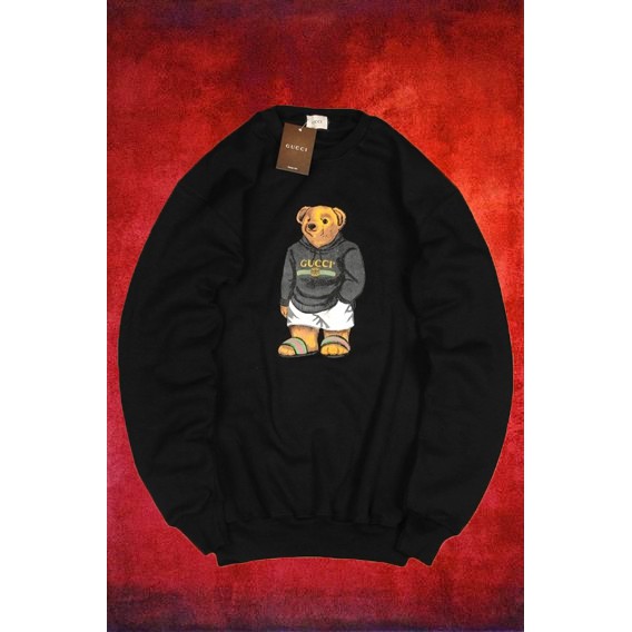 SWEATER GUCCI BEAR BLACK PREMIUM HIGH QUALITY HYPEBEAST