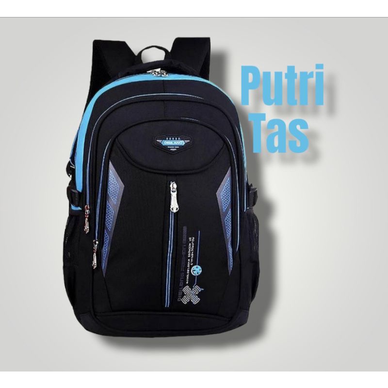tas ransel sekolah pria wanita motif silang