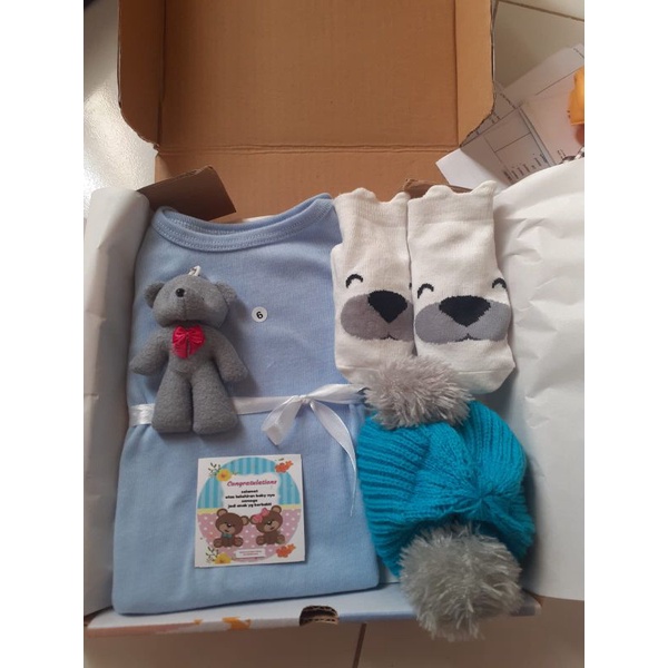 0Hampers Bayi Newborn Baby Gift Set Unisex Kado Lahiran Parcel Bayi Laki-laki Perempuan-Biru