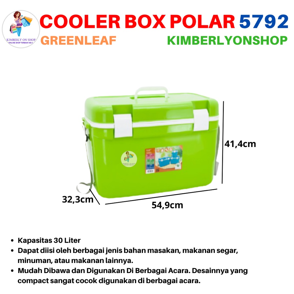 Cooler Box Polar Ice Box 30 Liter 5792 Green Leaf Kotak es